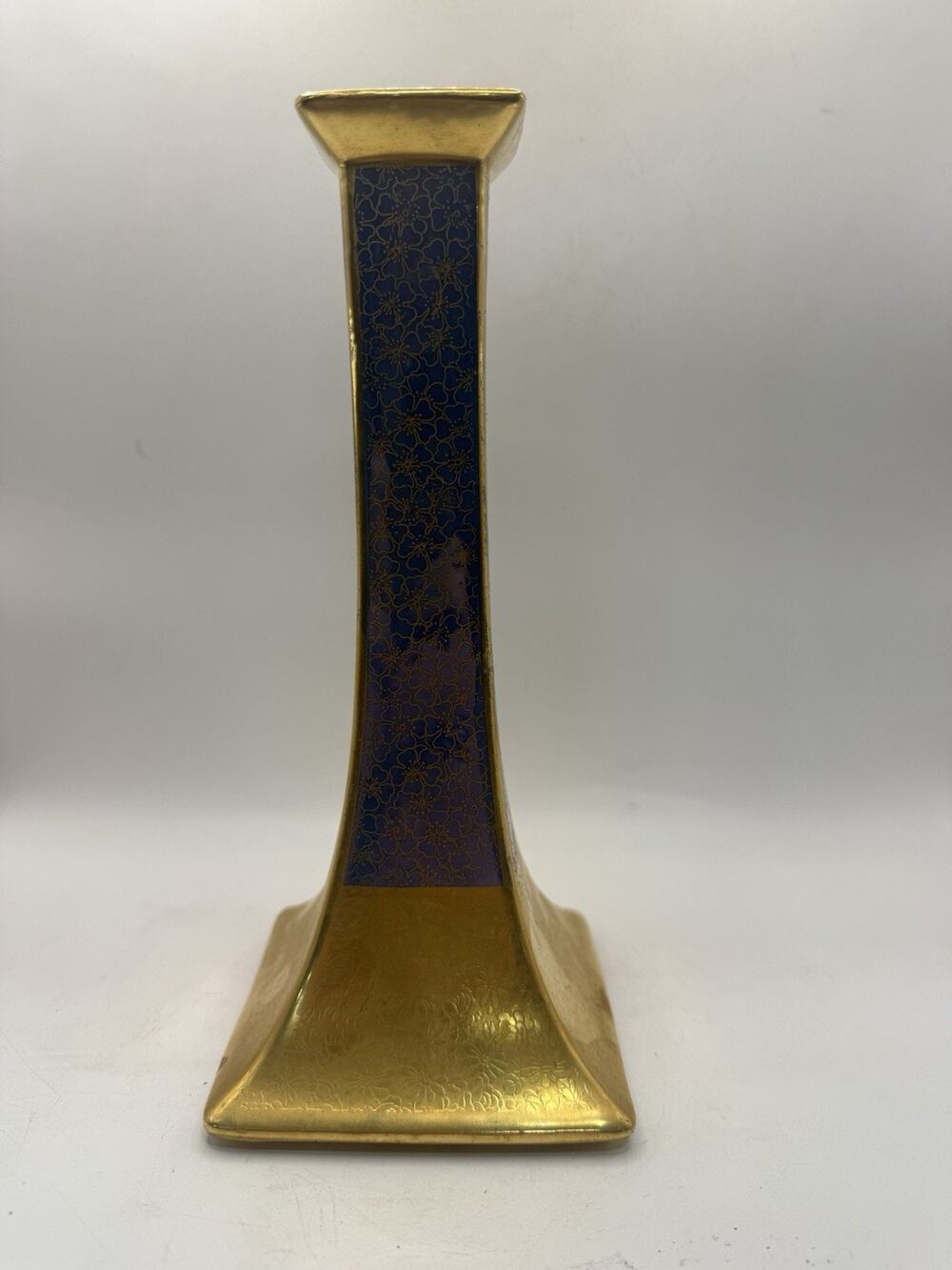 Antique Pickard Etched B&Co Limoges France 9” Gold Blue Candlestick Holder *